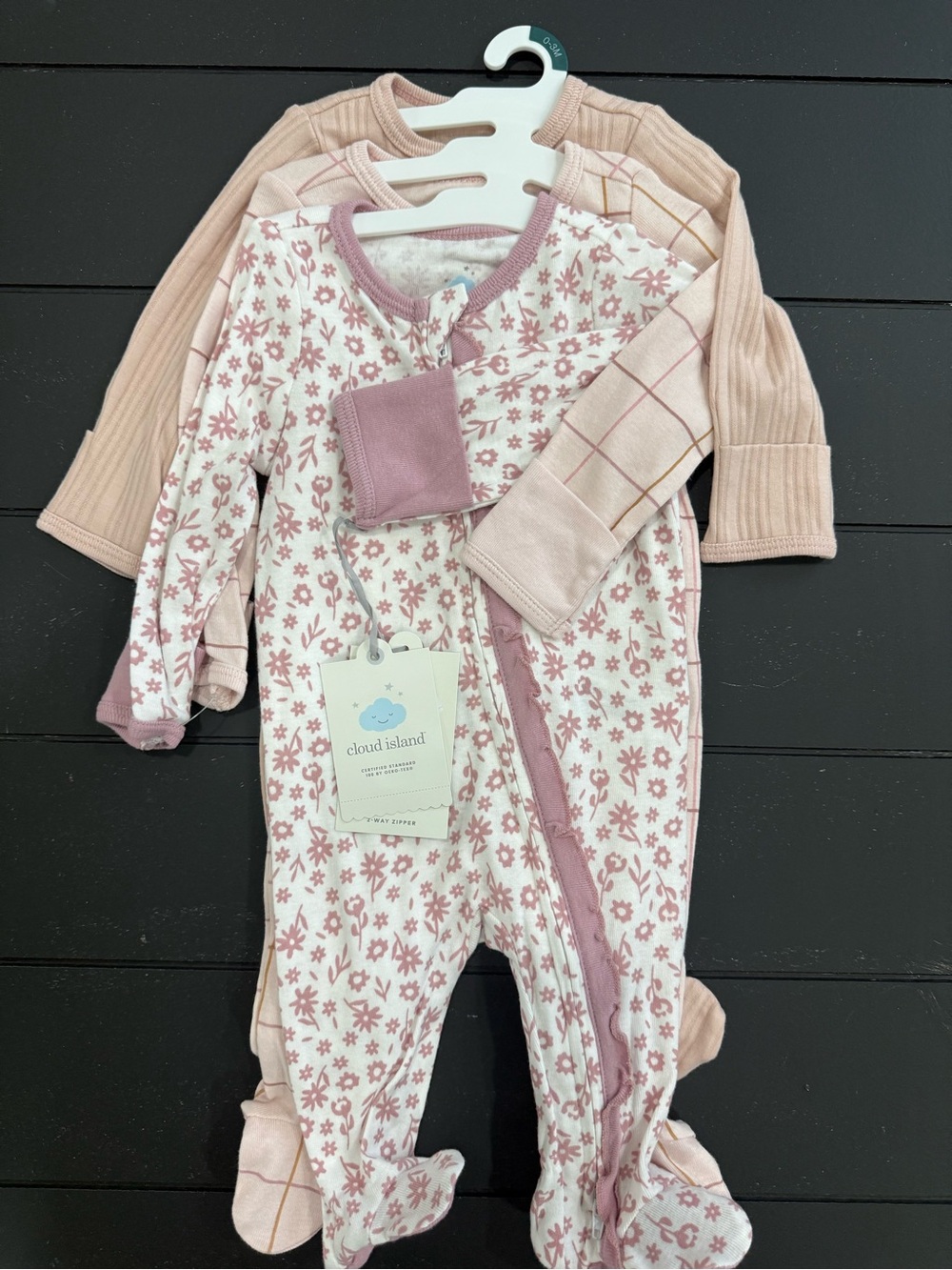 Cloud Island Pink Floral and Solid Baby Set